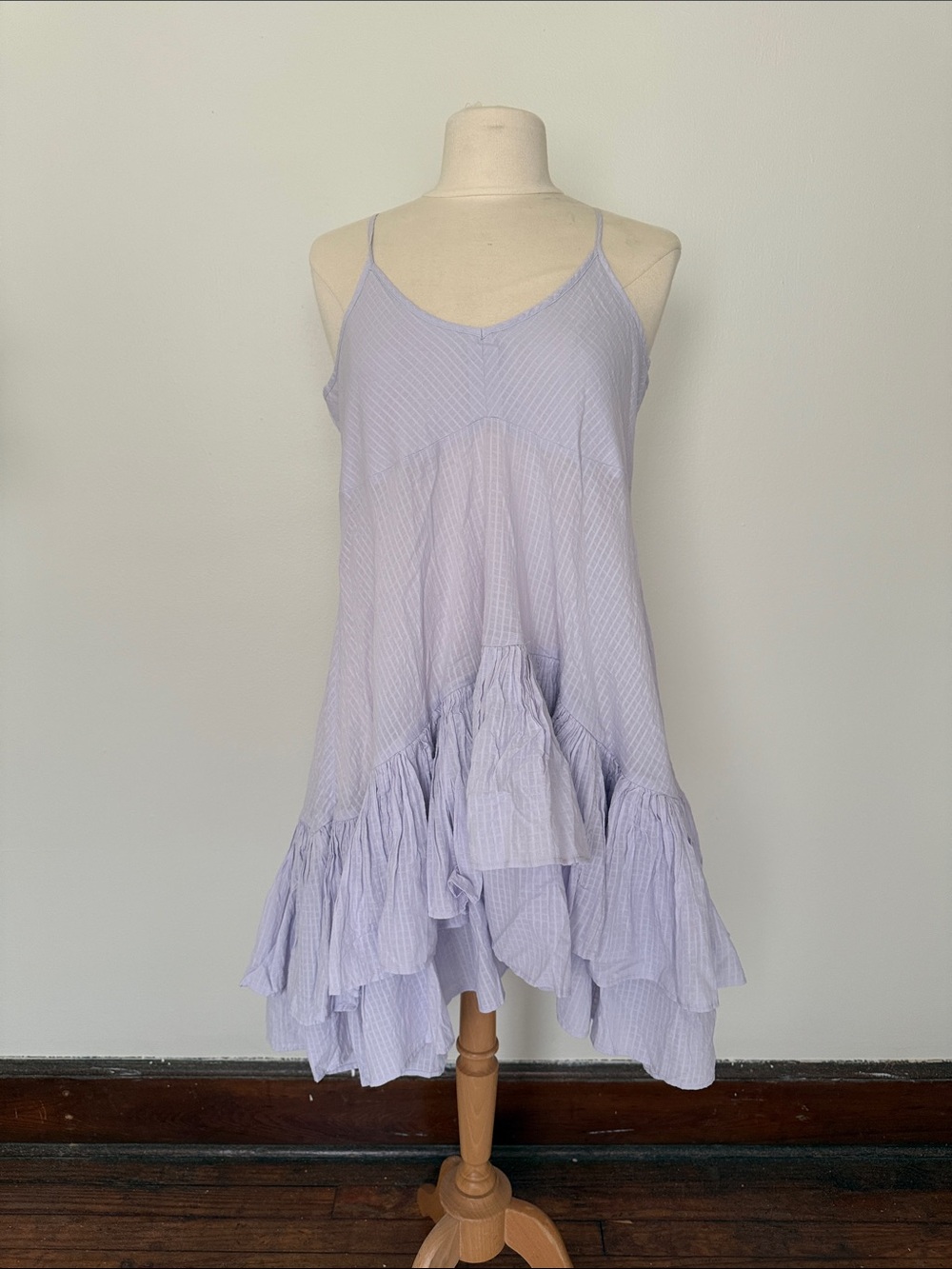 J. Crew Lavender Striped Ruffle Mini Dress